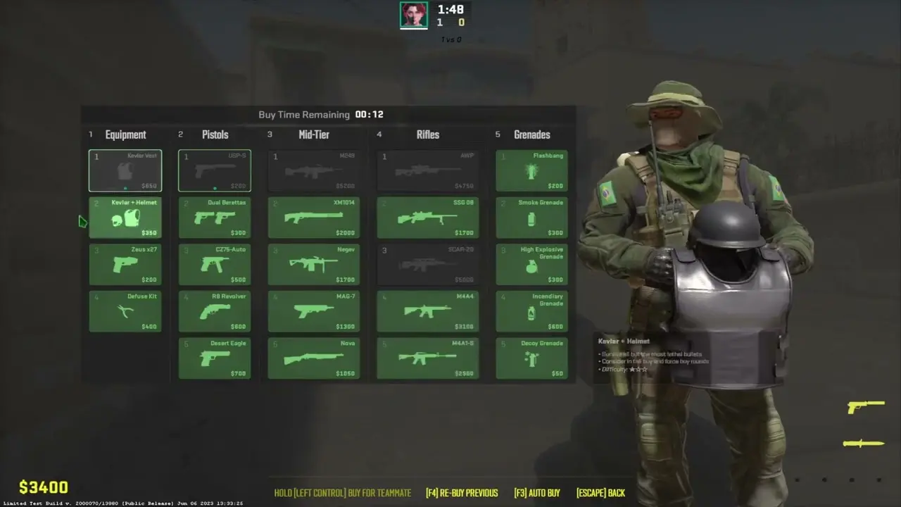 Покупка брони в CS2